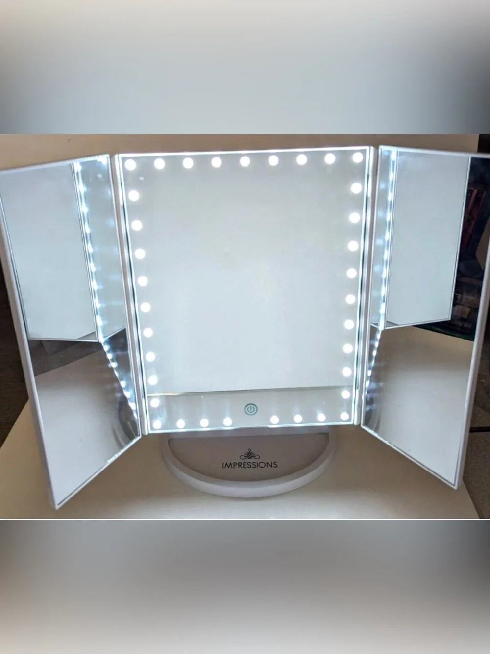 Impressions Tri Fold Make Up Mirror LED Touchscreen